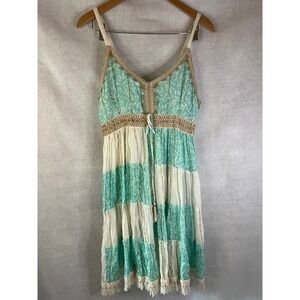 Ananta dress bohemian luxury patchwork seafoam green Sz L/XL beach cottage‎ core